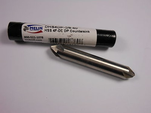 MELIN Countersinks 3/8" HSS 4FL 60° 3/8" Shank x 2-1/2" DHS4DP-3/8-60