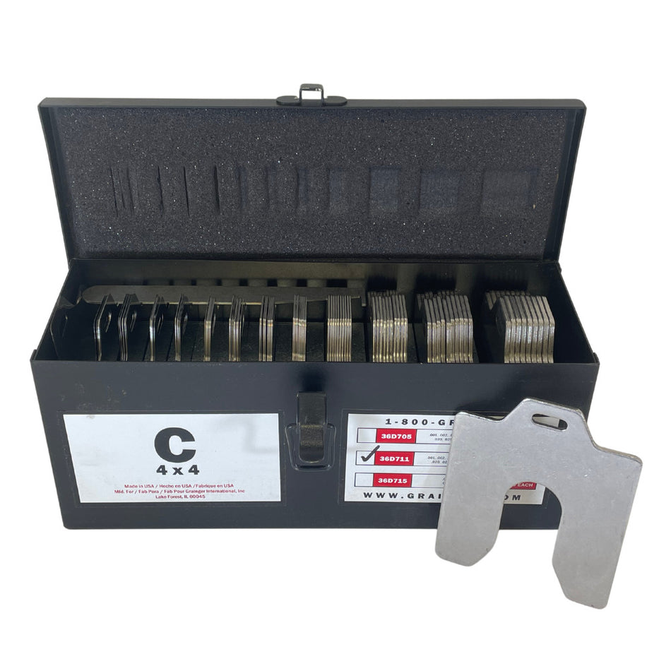 Stainless Steel 36D711 130-Piece Grade 18-8 Tabbed Slotted Shim Assortment -