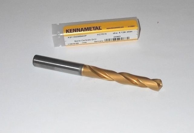KENNAMETAL Carbide Coolant Fed Jobber Drill 9.128mm TiN 111044521