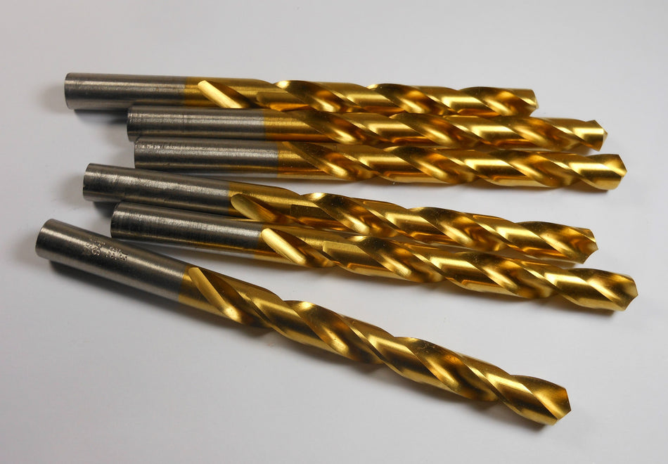 Jobber Length Drills 13/32" HSS 118° TiN 3-7/8" LOC x 5-1/4" OAL (6 Pcs)