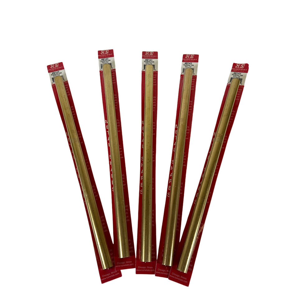 K & S 8141 9/16" Dia x 12" Length Round Brass Tube (Lot of 5) -