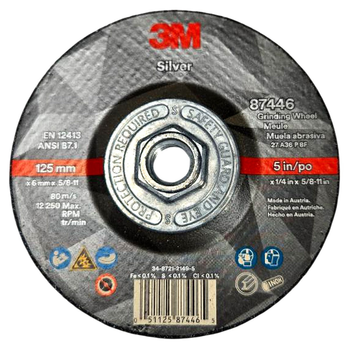 3M 87446 depressed center grinding wheel