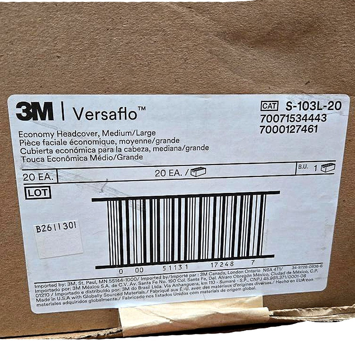 3M S-103L-20 PAPR Head Cover