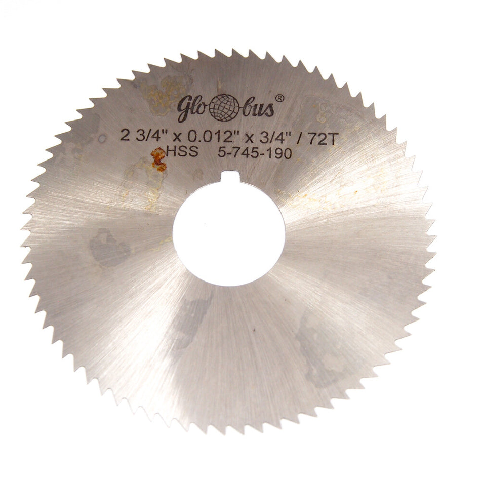 GLOBUS Screw Slotting Saw 2-3/4" x 0.012" x 3/4" HSS 5-745-190