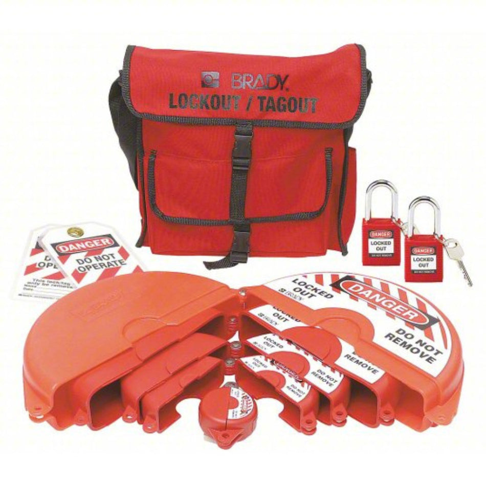 Brady 99677 6-1/2" Hand Wheel Keyed Different Padlocks Portable Lockout Kit -