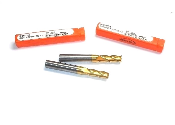 HERTEL Carbide Square End Mills 9/32" 4FL TiN 3/4" x 2-1/2" (2 Pcs)