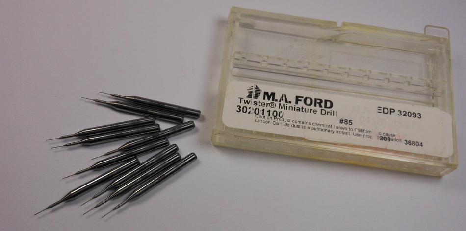 M.A. FORD Twister Miniature Drills #85 0.150" x 1-1/2" 32093 (10 Pcs)
