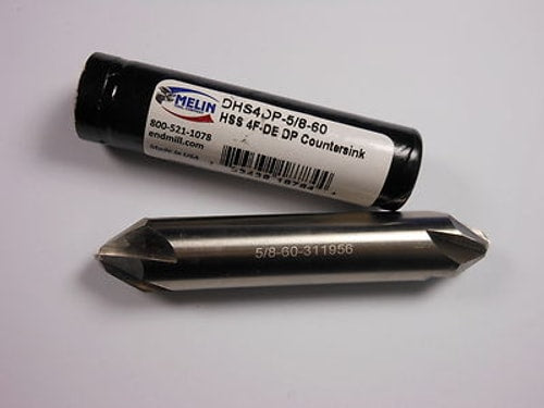 MELIN Double Countersink 5/8" 60° 4FL HSS 3-1/4" OAL DHS4DP-5/8-60
