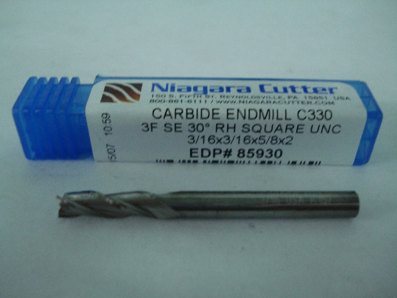 NIAGARA Carbide Square End Mill 3/16" 3FL 2" 85930