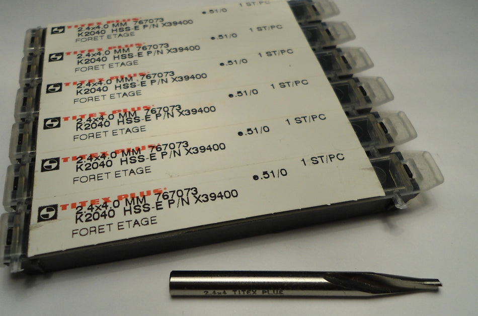TITEX PLUS Spiralbohrer Cobalt Drills 2.40mm x 4.0mm 767073 (6 Pcs)