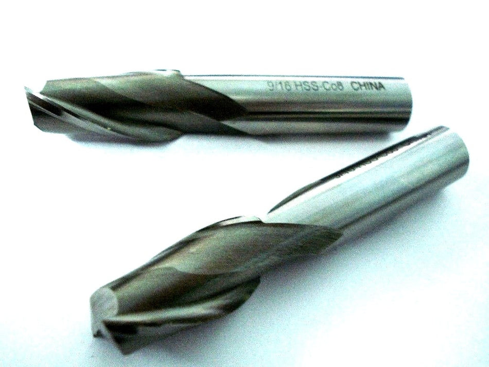 Cobalt Square End Mills 9/16" 2FL 1/2" x 1-1/8" x 3-1/8" (2 Pcs)
