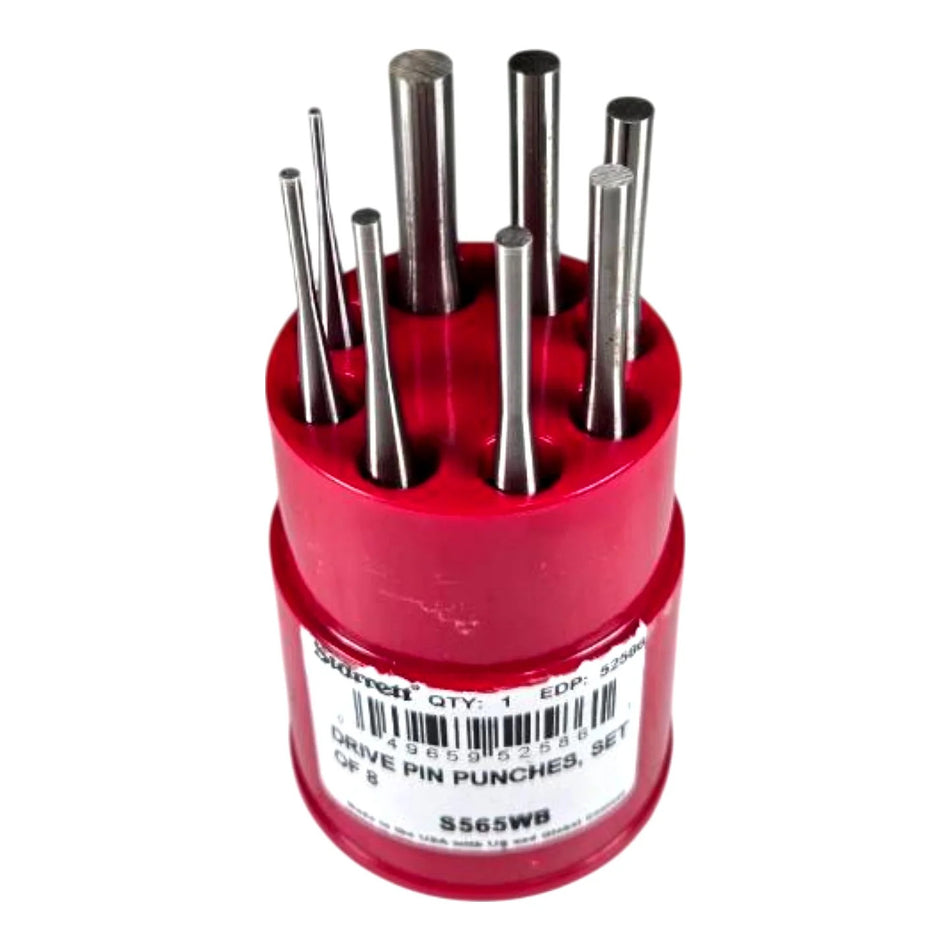 Starrett S565WB  Round Container 1/16–1/4in 8-Pc Drive Pin Punch Set