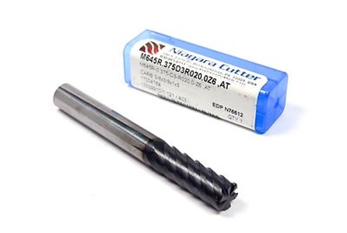 NIAGARA Carbide Corner Radius End Mill 3/8" 6FL AlTiN 0.020" Radius N76612