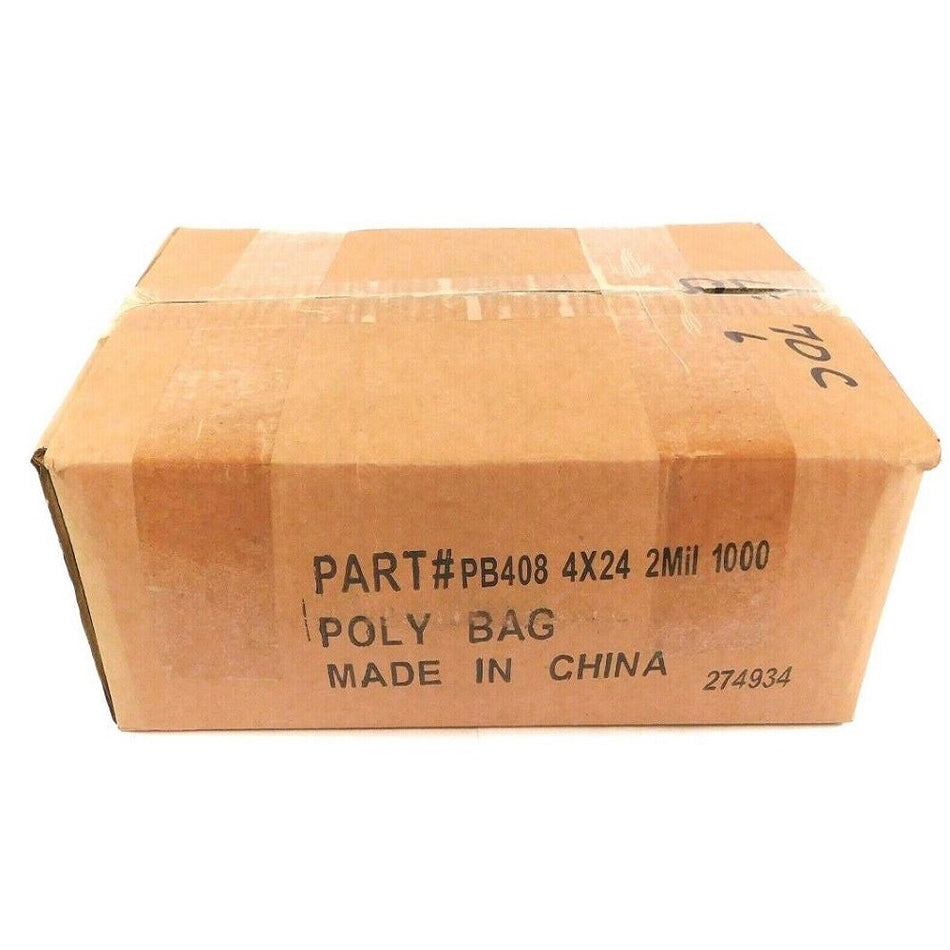 Partners Brand PB408 4" x 24" Clear Flat Poly Bags (Pack of 1000)