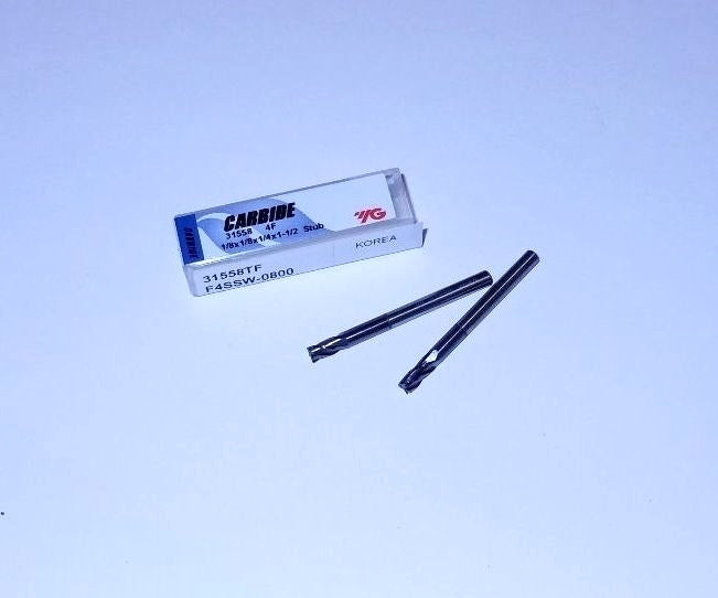 YG1 Carbide Square End Mills 1/8" 4FL TiAlN 1/4" x 1-1/2" 31558TF (2 Pcs)