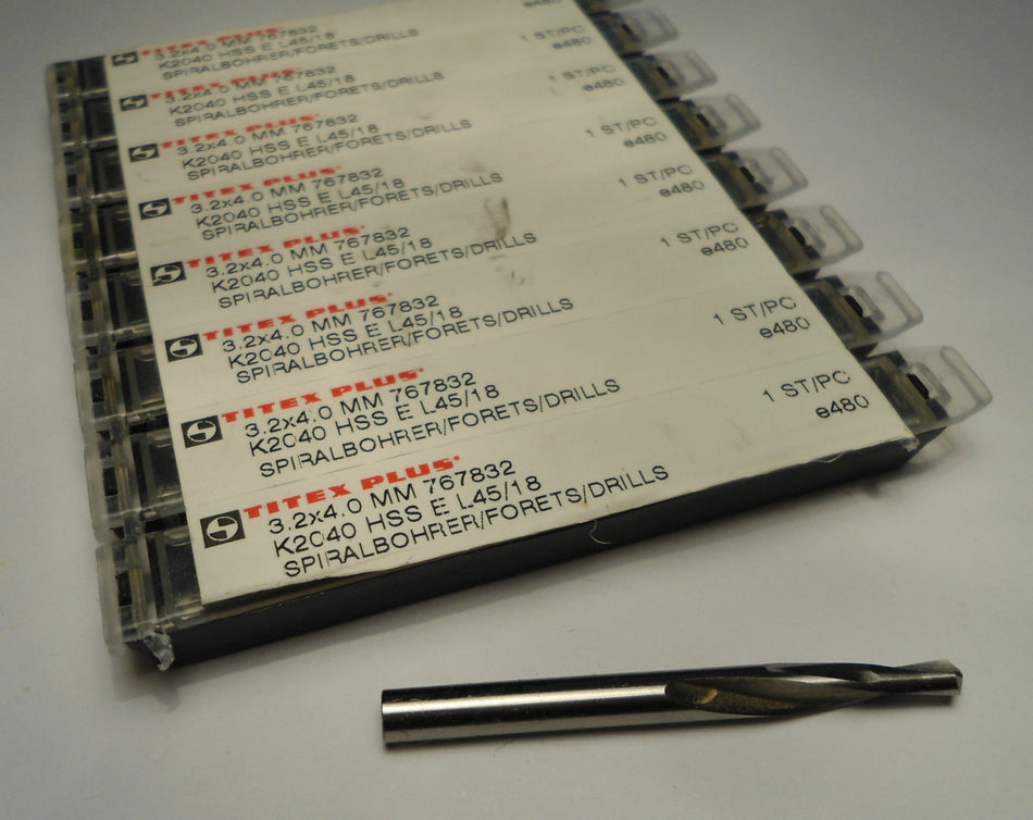 TITEX PLUS Spiralbohrer Drills 3.20mm x 4.0mm Cobalt 767832 (9 Pcs)