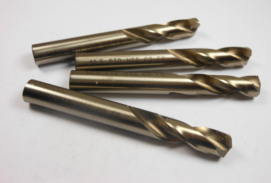 Cobalt Screw Machine Drills 0.4134" 135° 43mm LOC x 89mm (4 Pcs)