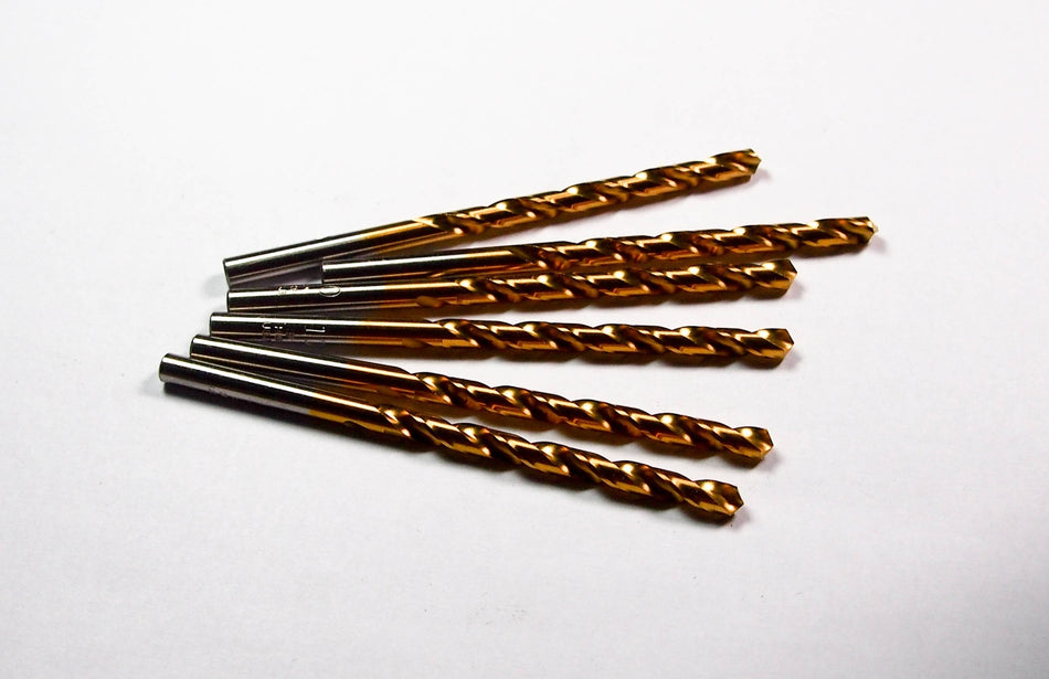 Jobber Length Drills #10 (0.1935") HSS TiN 118° 2-7/16" LOC x 3-5/8" OAL (6 Pcs)