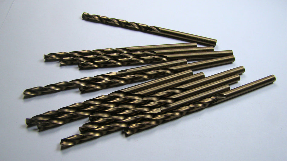 Cobalt Jobber Length Drills #24 (0.152") 135° Gold 2" LOC x 3-1/8" OAL (12 Pcs)