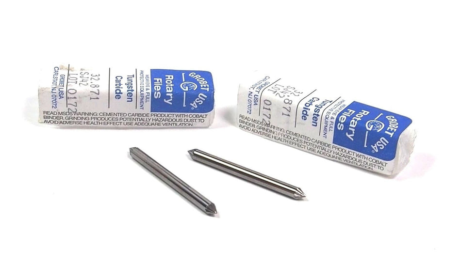 Grobet Cone Carbide Burrs SJ-42 Double End 1/8" x 60° 32.871 (2 Pcs)