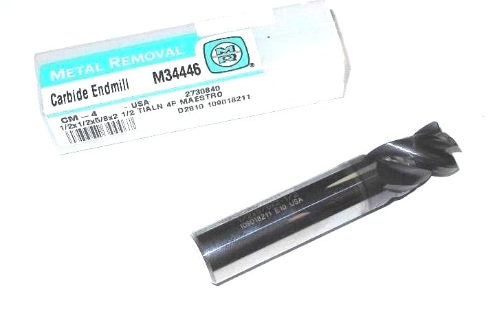 METAL REMOVAL Carbide End Mill 1/2" 4FL TiAlN 1/2" x 5/8" x 2-1/2"