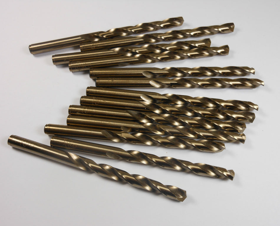 Cobalt Jobber Drills 9/32" 135° Gold 2-15/16" LOC x 4-1/4" OAL (13 Pcs)