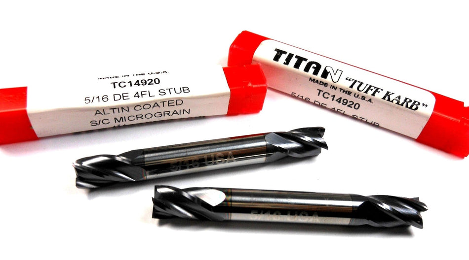 TITAN Carbide Double End Mills 5/16 4FL AlTiN 1/2" x 2-1/2" (2 Pcs)