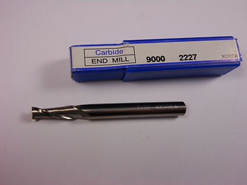 Single Square Carbide End Mill 7/32" 2FL 1/4"