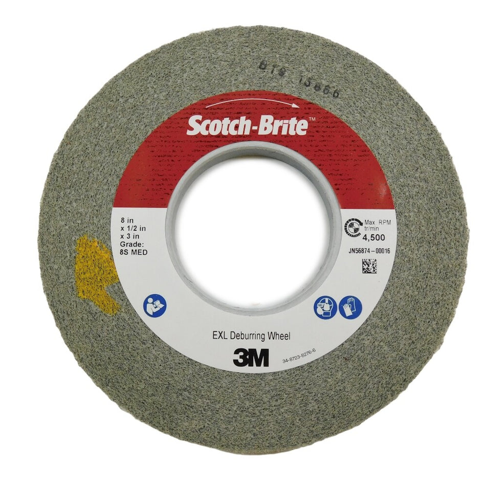 3M 19597 Scotch Brite EXL Deburring Wheel 8" x 1/2" x 3" Medium 8S -