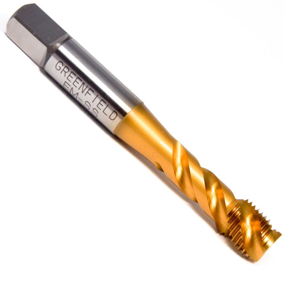 GREENFIELD Modified Bottoming Spiral Flute Tap 3/8-24 H3 3FL V-HSS TiN 84918 ...