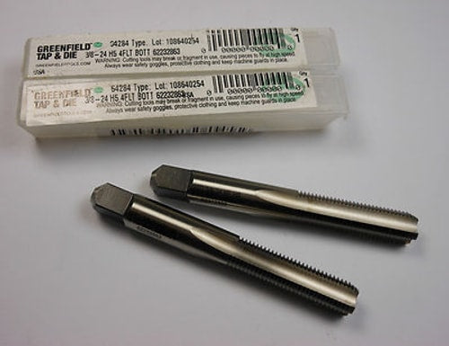 GREENFIELD Bottoming Hand Taps 3/8-24 H5 4FL HSS UNF 64284 (2 Pcs)