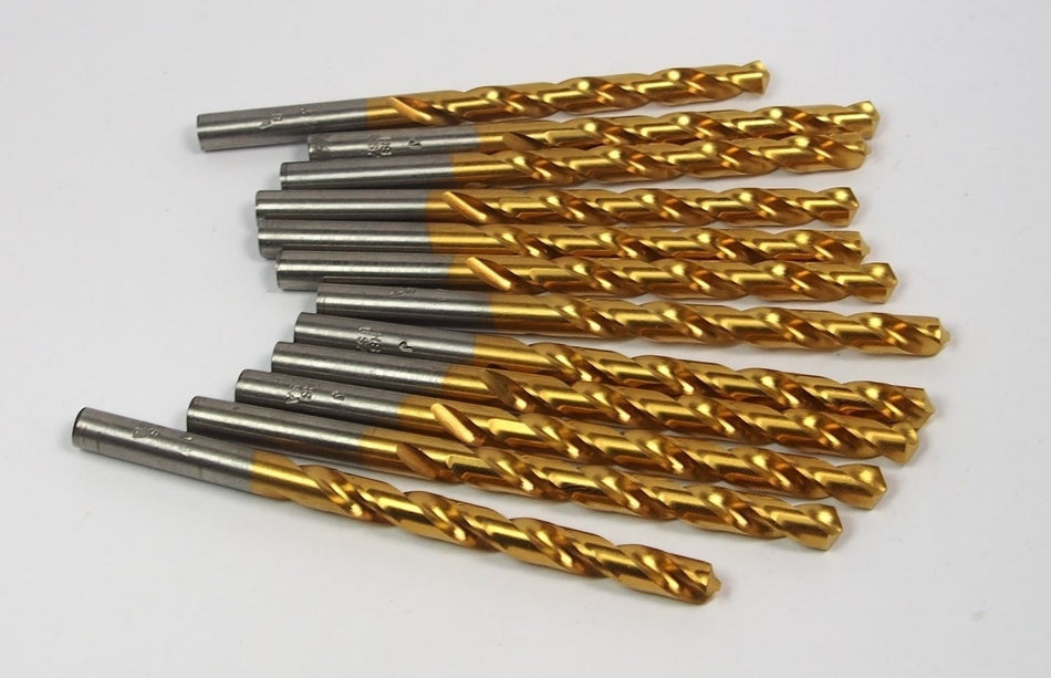 HERTEL Jobber Length Drills "J" HSS 118° TiN 2-7/8" x 4-1/8" (12 Pcs)
