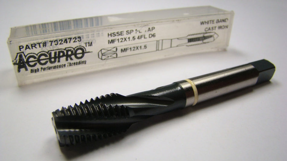 Modified Bottoming Spiral Flute Tap M12x1.50 D6 4FL V-HSS Nitride 87mm