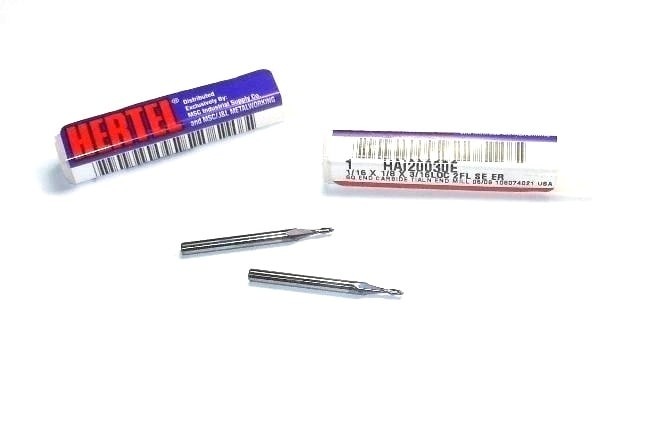 HERTEL Carbide Square End Mills 1/16" 2FL TiAlN 3/16" x 1-1/2" (2 Pcs)