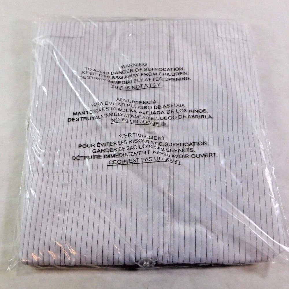 Condor 4TWD6 Men's Medium White with Black Pinstripes Collared Lab Coat2