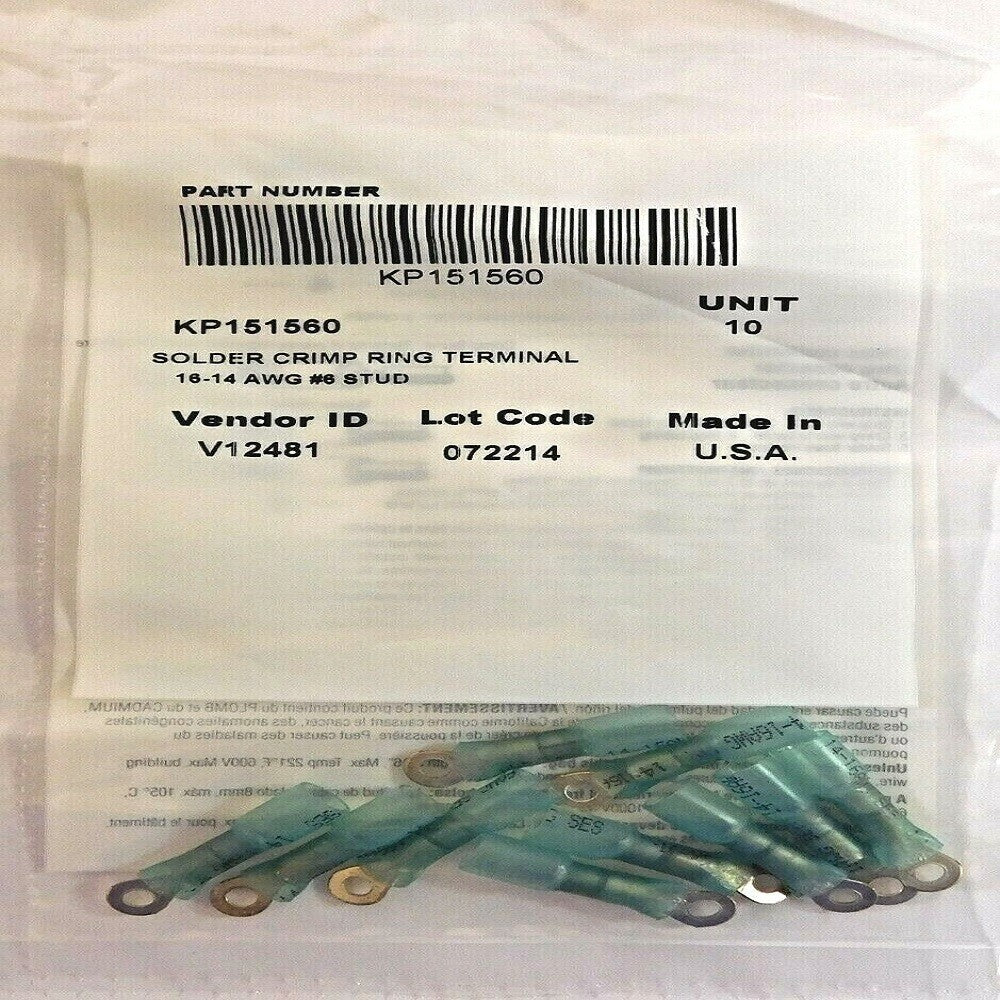 Made in USA KP151560 16-14 AWG #6 Solder Crimp Ring Terminals (Pack of 20) -2