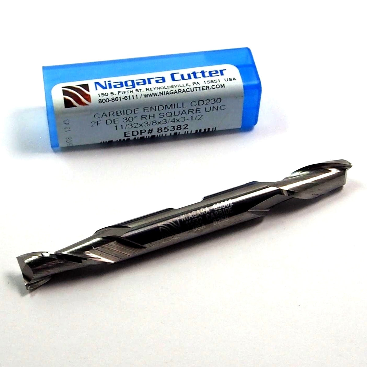 11/32"  Niagara Cutter 85382 Carbide Square Double End Mill 2FL 3-1/2" OAL0