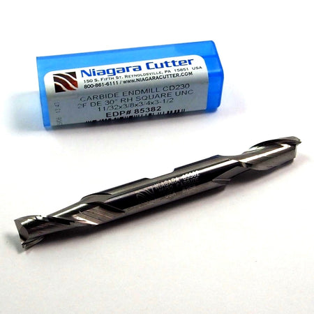 11/32"  Niagara Cutter 85382 Carbide Square Double End Mill 2FL 3-1/2" OAL0