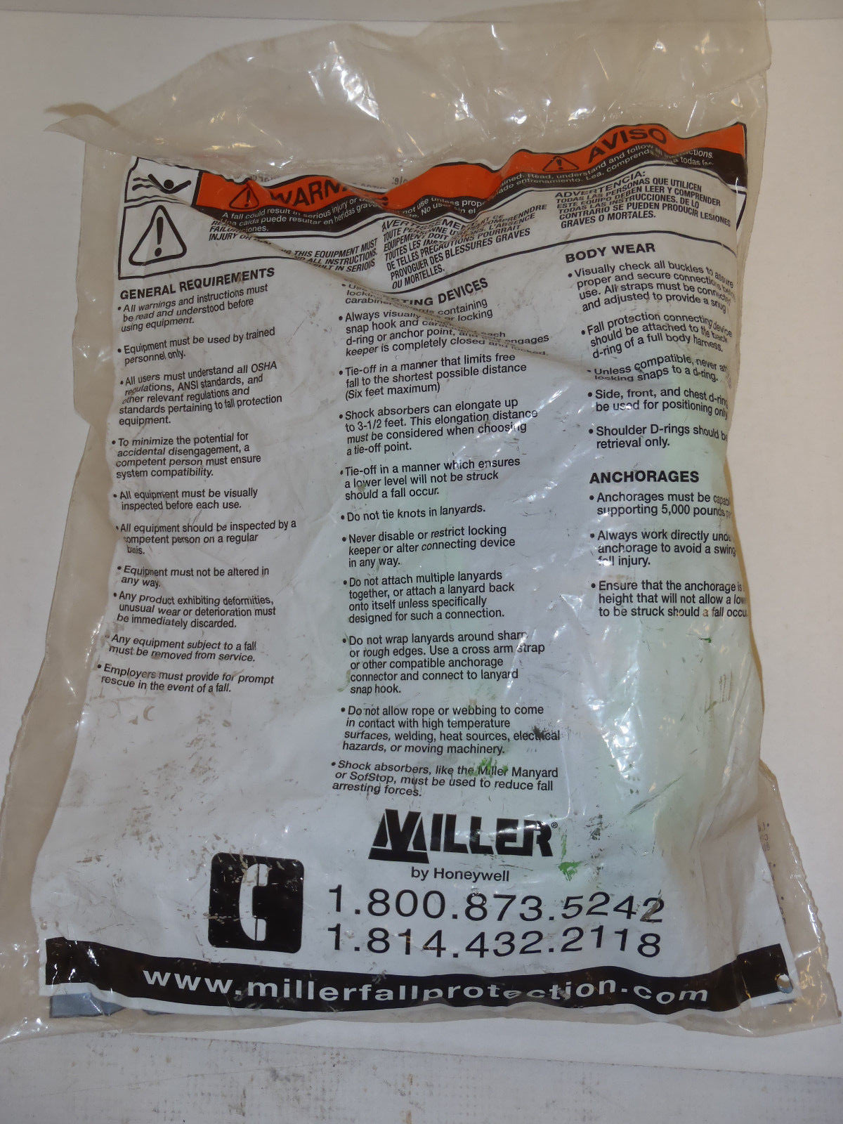 Miller 8878T/4FTGN Lanyard 4 ft Two Legs Locking Hasp Hook 310 lb Capacity -6