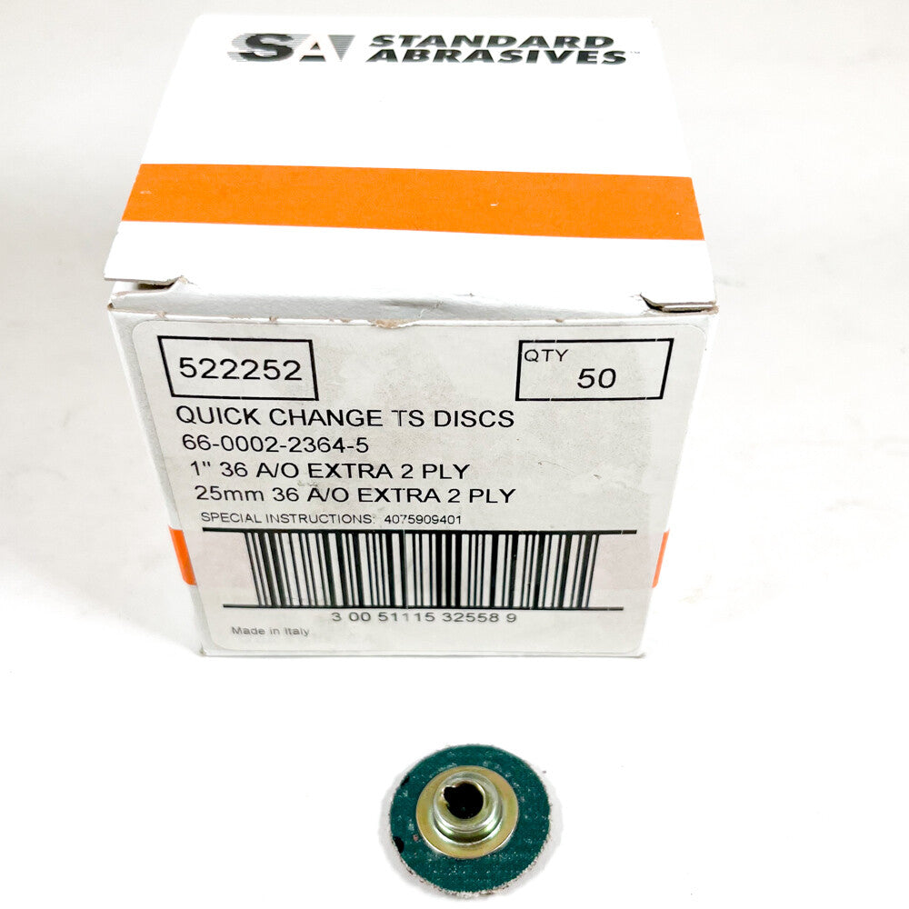 Standard Abrasives 522252 1" 36 Grit Quick Change Discs (Box of 50) -1