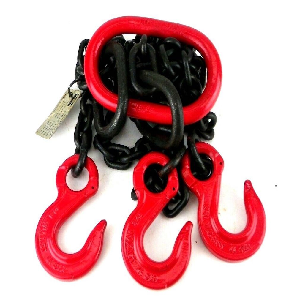 Dayton 2UKF6 3/8" x 5' G80 Alloy Steel Oblong Link 3 Hook Chain Sling0