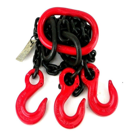 Dayton 2UKF6 3/8" x 5' G80 Alloy Steel Oblong Link 3 Hook Chain Sling0