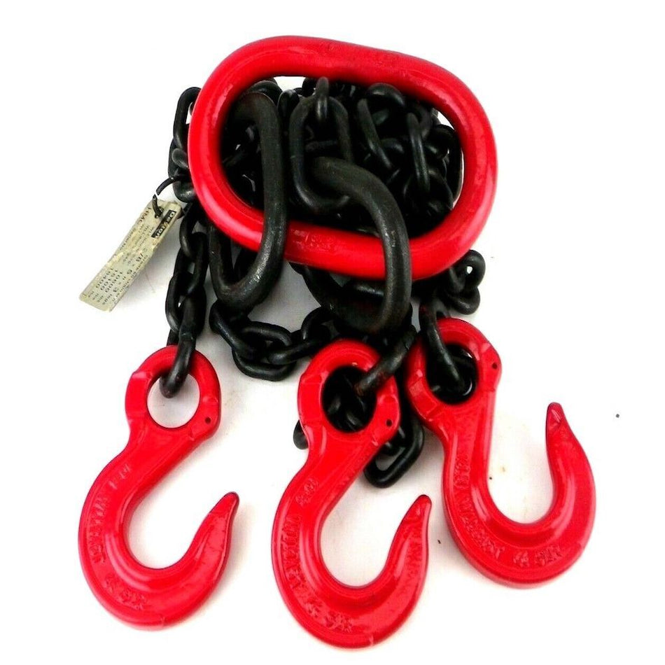 Dayton 2UKF6 3/8" x 5' G80 Alloy Steel Oblong Link 3 Hook Chain Sling0