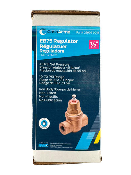 Cash Acme 22999-0045 1/2" Pipe 10-70 PSI Range EB-75 Iron Pressure Regulator1
