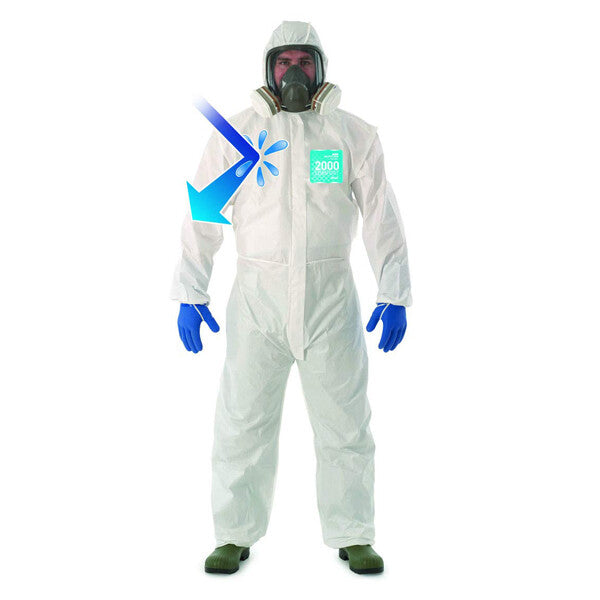 Ansell 68-2000C Size 4XL White Bound Hooded Coverall (Pack of 25) -0