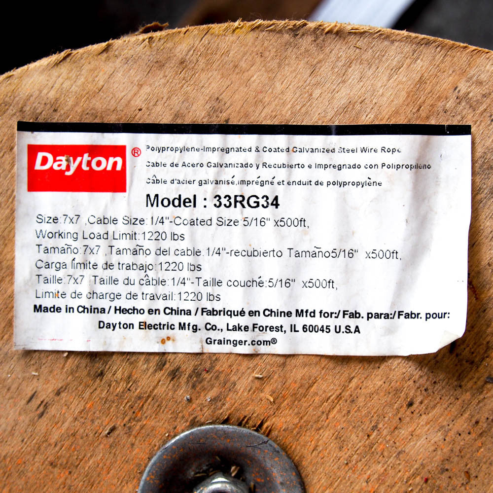 Dayton Steel Wire Rope Cable 1/4" - 5/16" Polypropylene Coated 33RG34 500 Feet -1