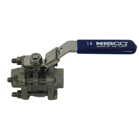 Nibco T595S6R66LL 3/8" 3-Piece Stainless Steel Ball Valve -0