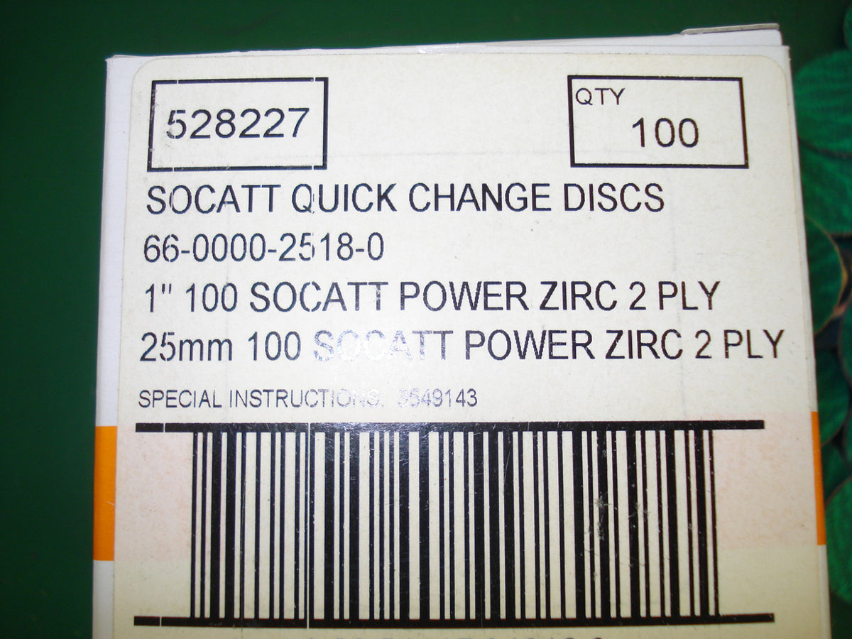 100 Standard Abrasives 528227 SOCATT Quick Change Discs 1" 2 Ply 100 Grit -2