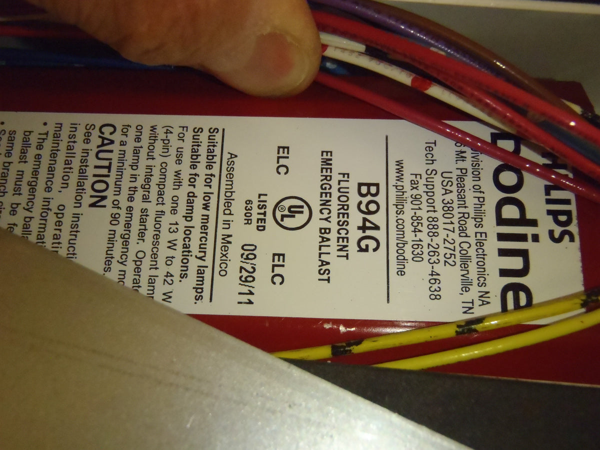 H.E. Williams Recessed Fixture Phillips Bodine Emergency Ballast B94G -10