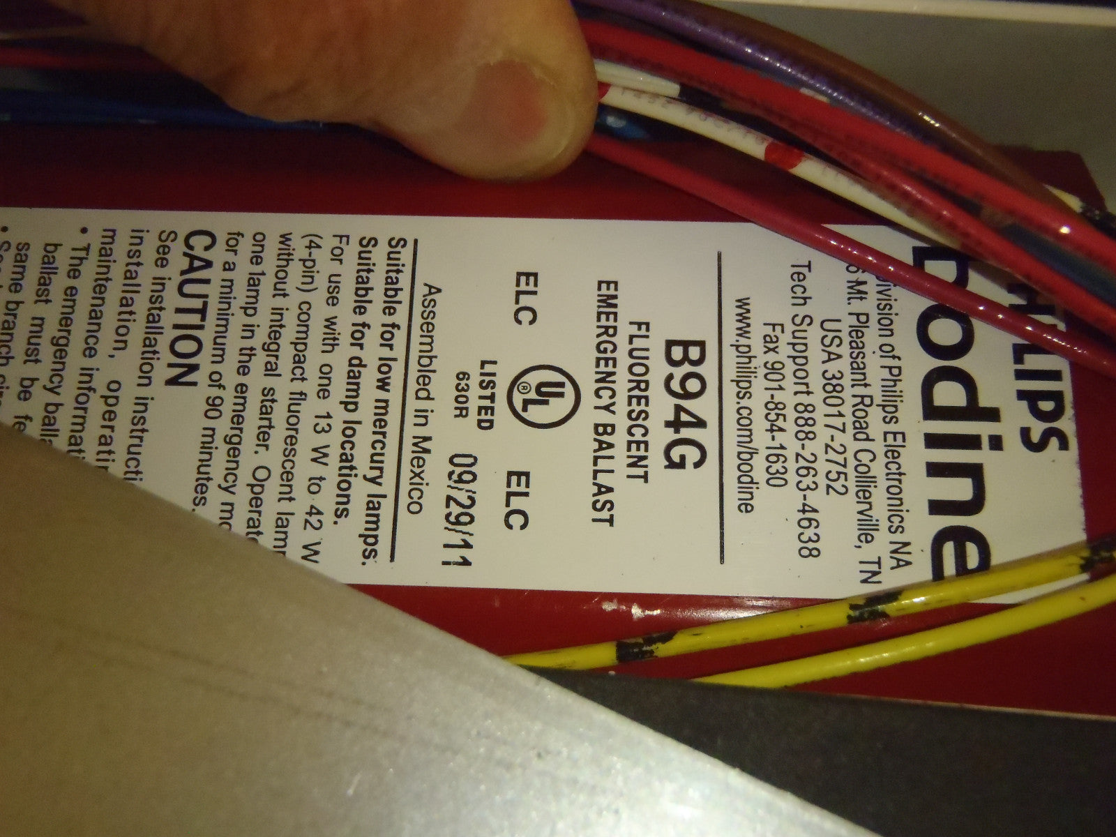 H.E. Williams Recessed Fixture Phillips Bodine Emergency Ballast B94G -10